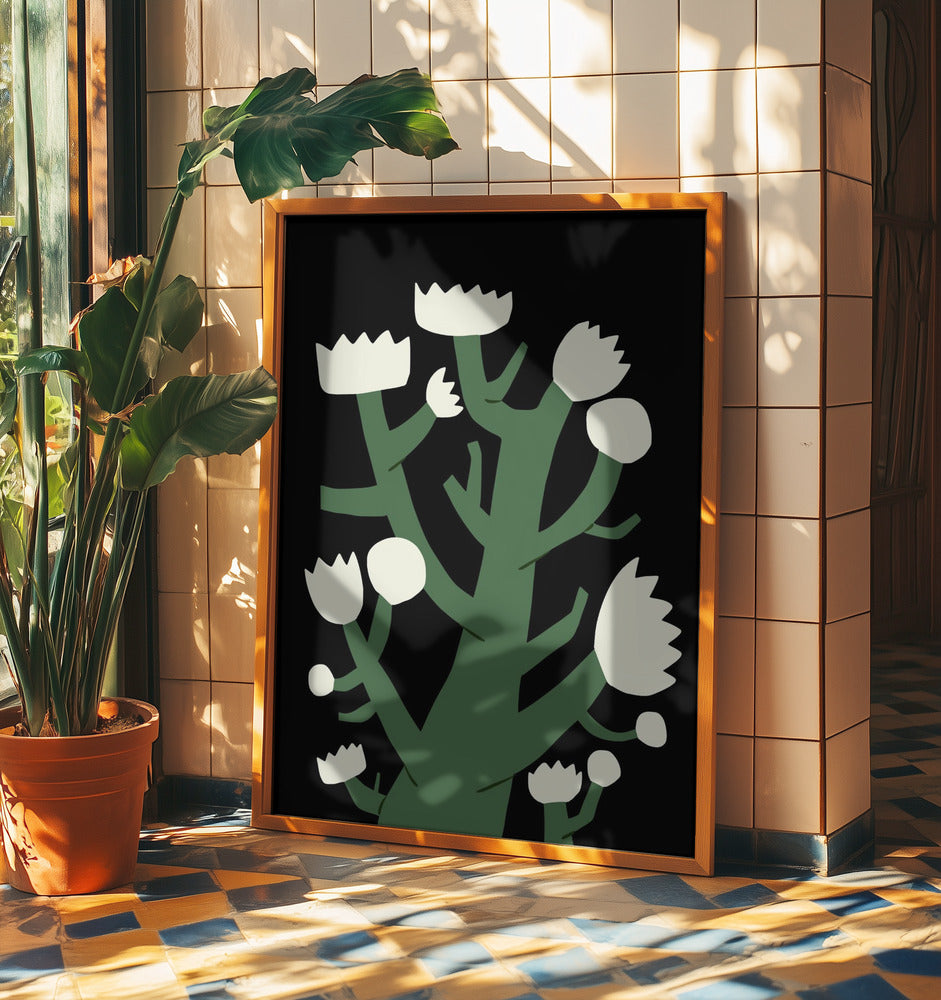 Nattlig vit blomma | Poster