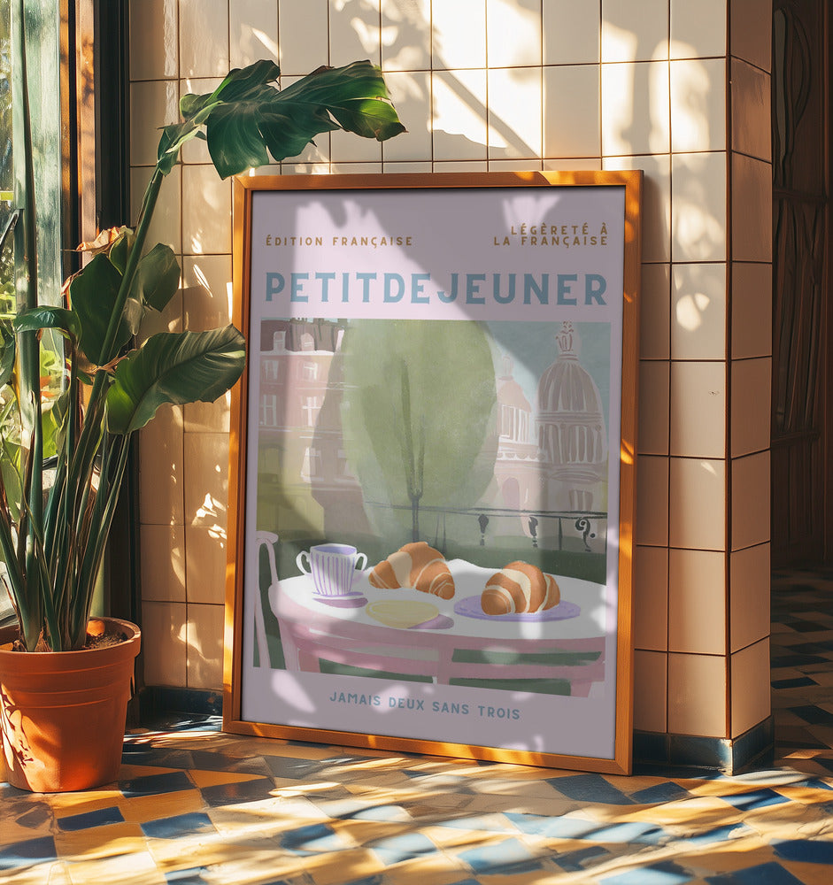Petit Dejeuner, Croissanter, Paris, Pastell | Affisch