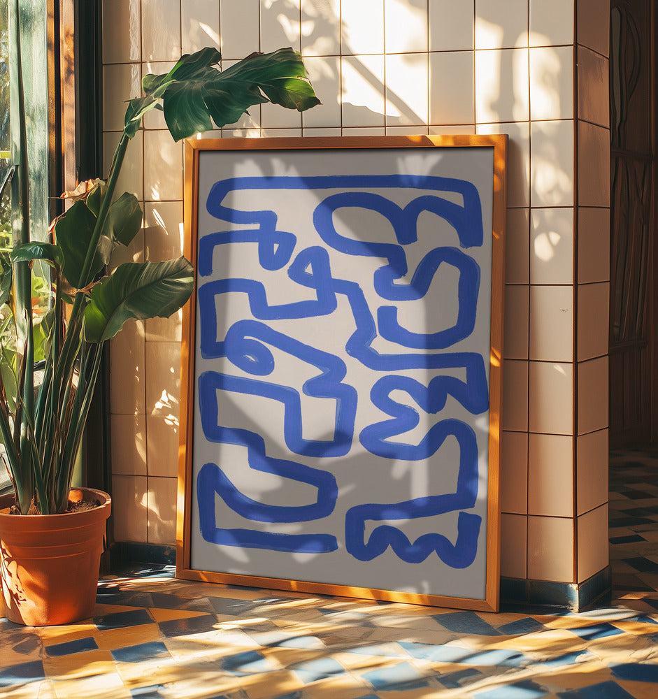 Bold Blue Lines Forming Irregular | Poster