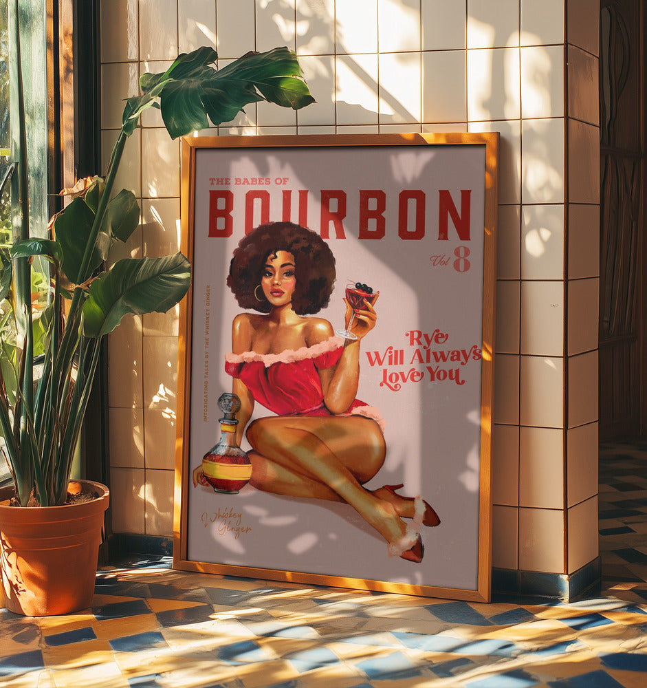 Babes of Bourbon Vol 8 Vintage Pinup Girl med Afro | Poster