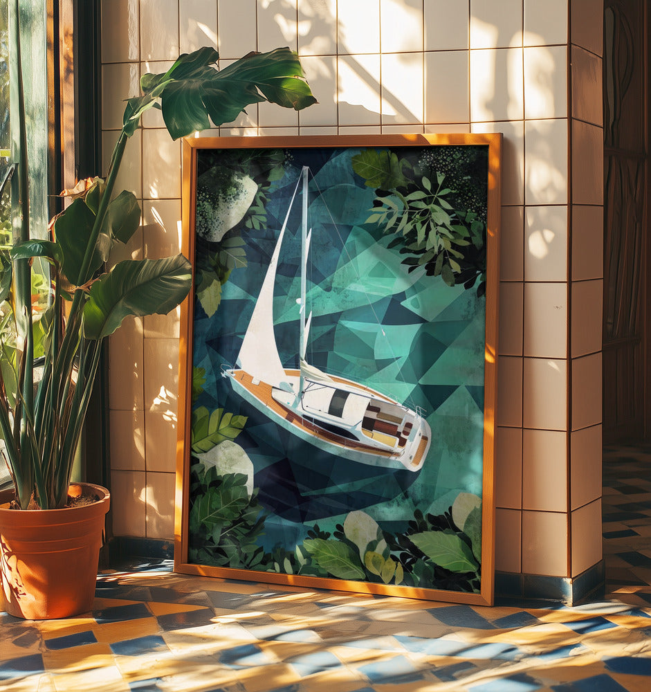 Vacation Yachting Watercolor Digital Painting (2) | Poster