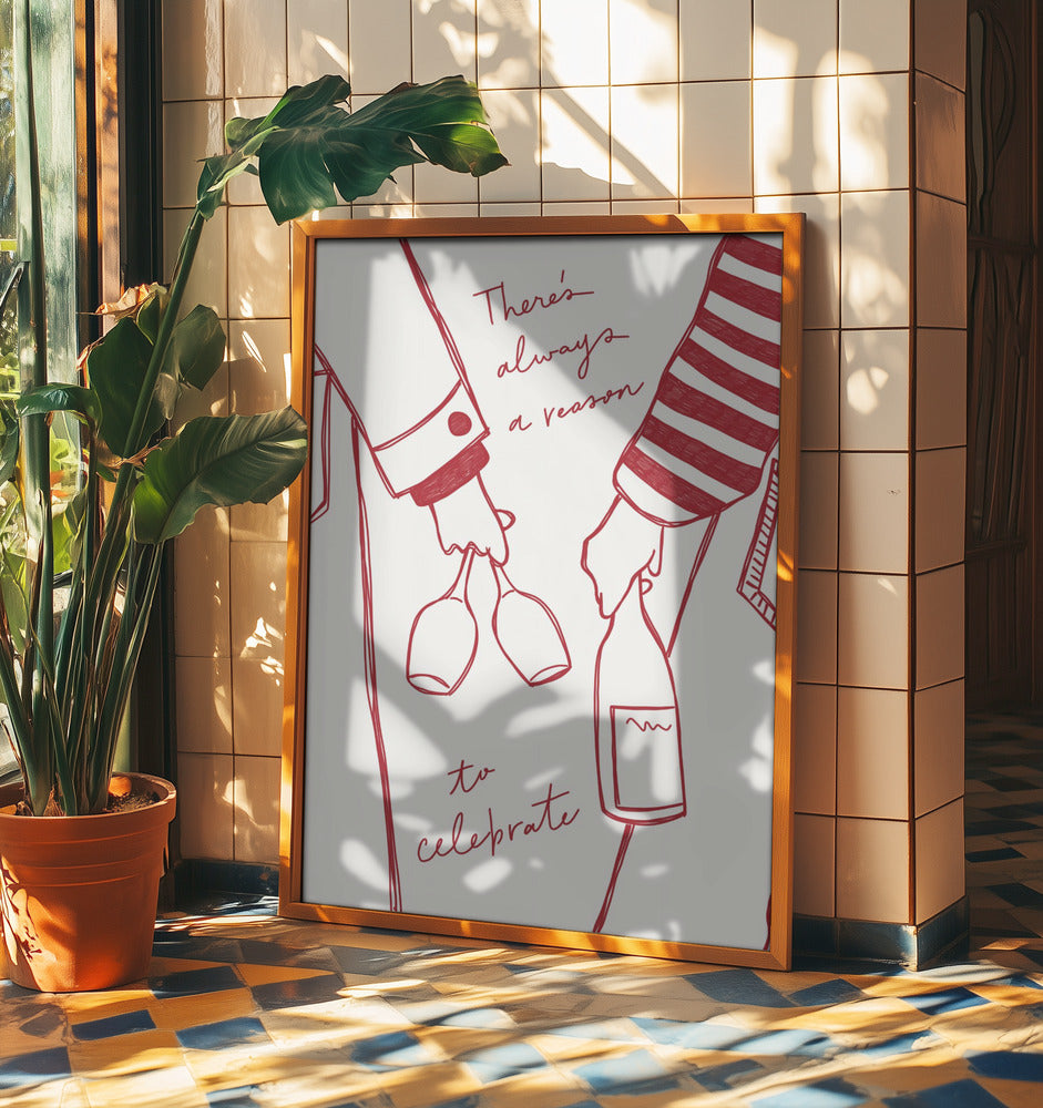 Kvinna som håller vinflaska och vinglas (Rött) - Wine Vin Rouge Femme | Poster
