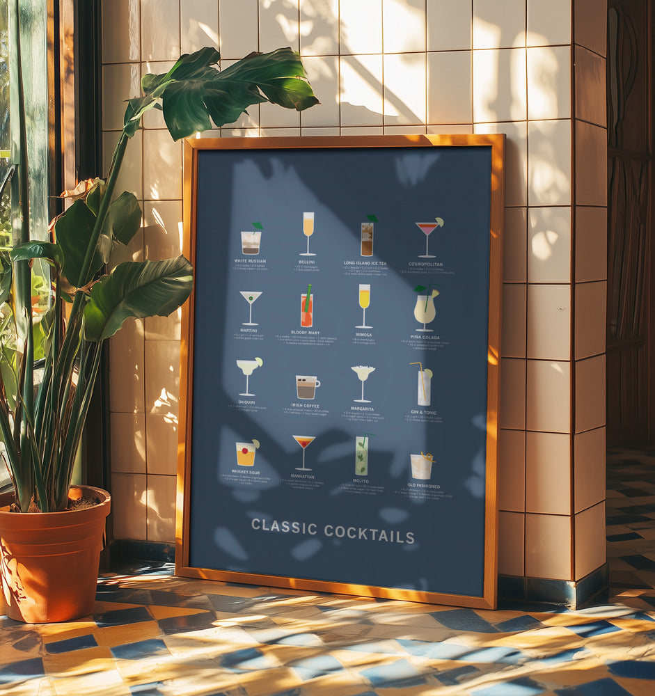 Klassisk cocktailposter blå | Poster
