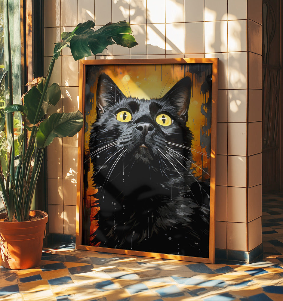 Svart katt Adam akvarell djurkonst | Poster