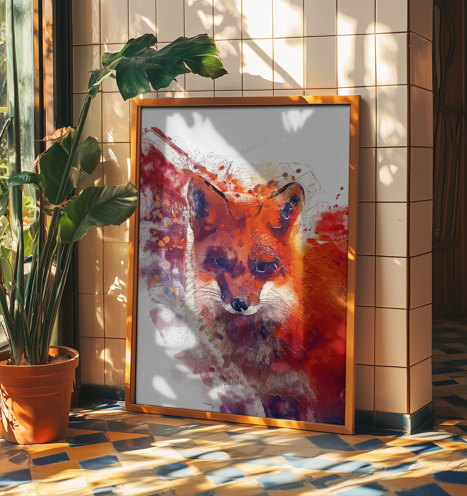 Djurröd räv akvarell djurkonst | Poster