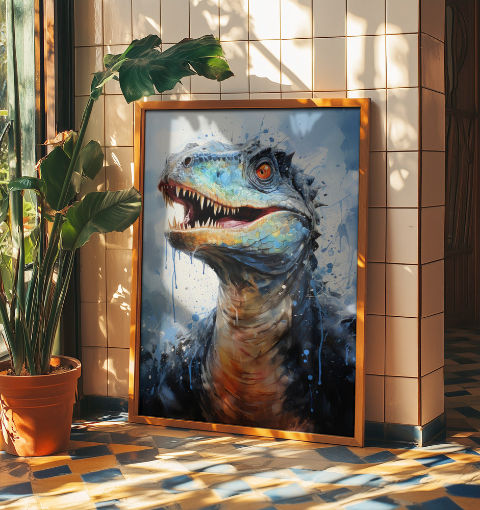 Rebbachisaurus dinosaurie akvarell djurkonst poster |