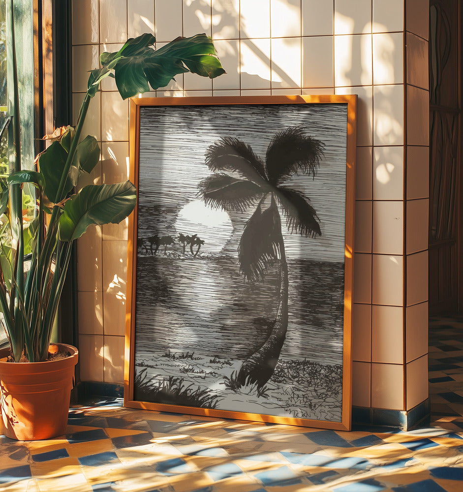 Palm in Sunset Glow | Poster