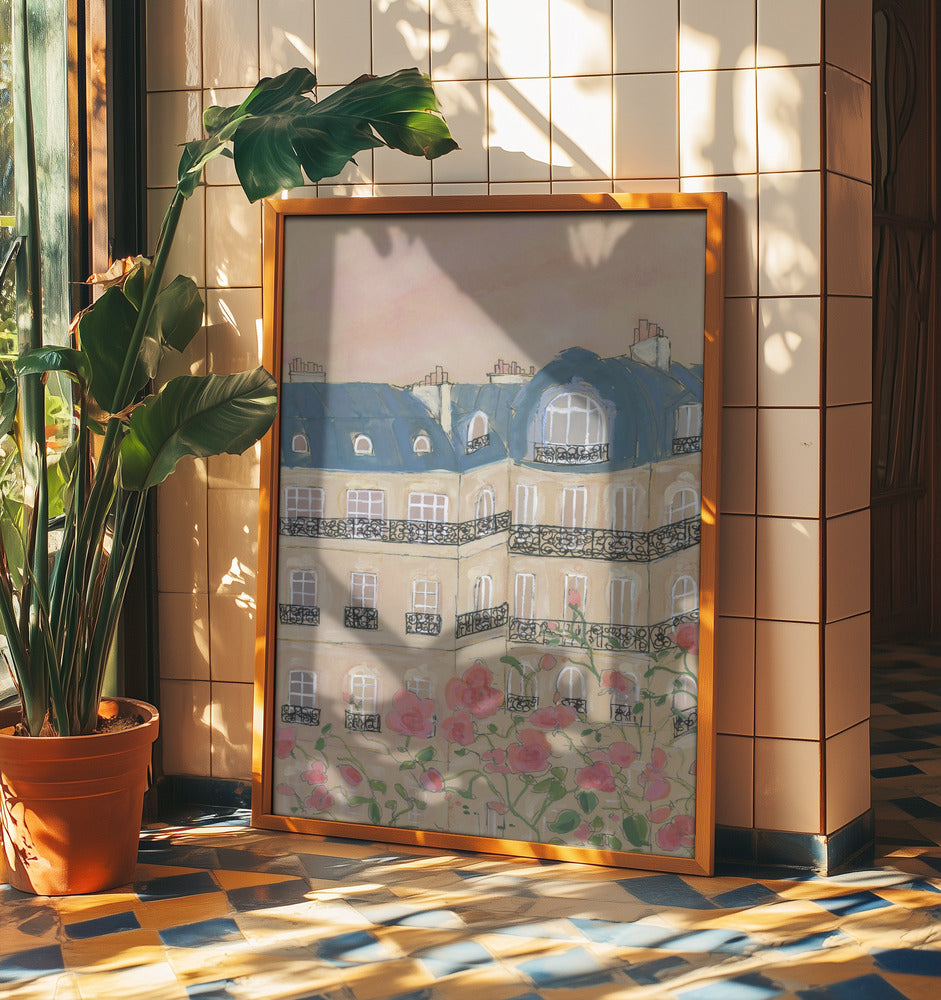 Solnedgång över Paris byggnader | Poster