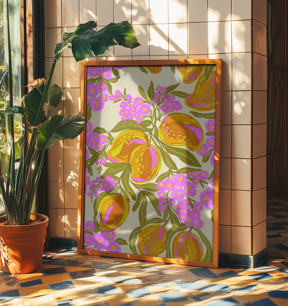 Tropiskt tema med frodiga mango och blommor | Poster