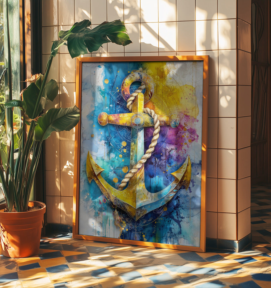 Nautica Sea Art Watercolor Anchor (1) | Poster