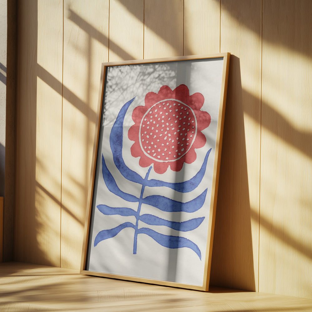 Röd blomma / Linoleumtryck | Poster