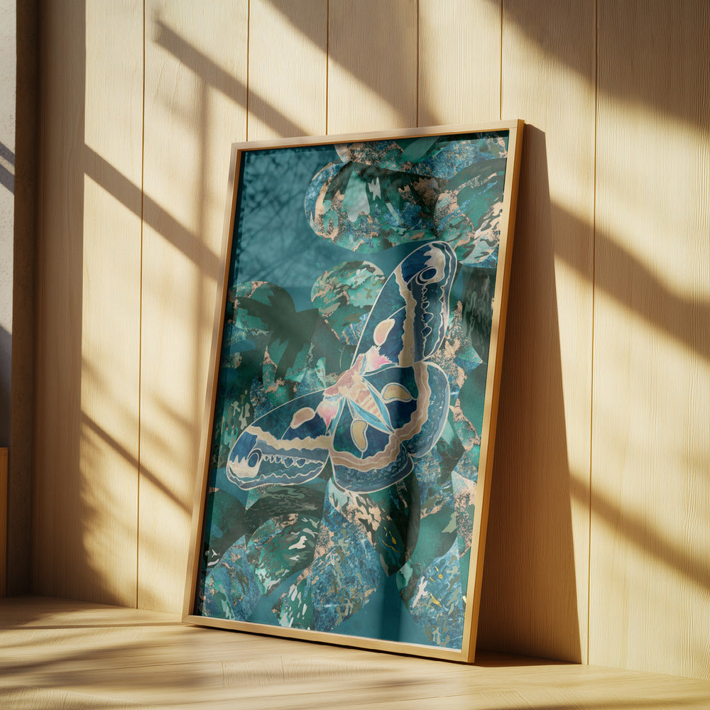Moth and Monstera Leaves | Poster