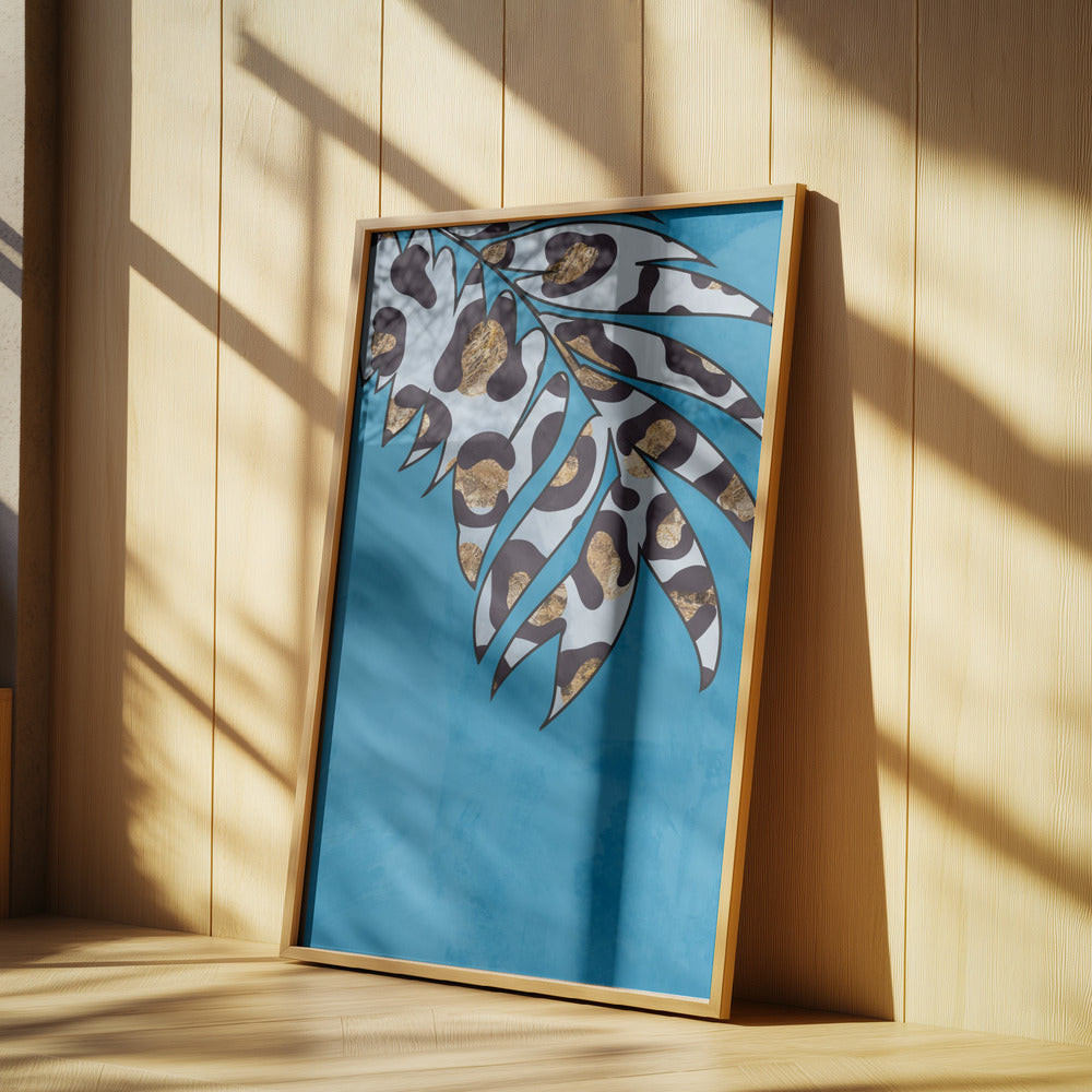 Blue leopard print animal leaf | Poster