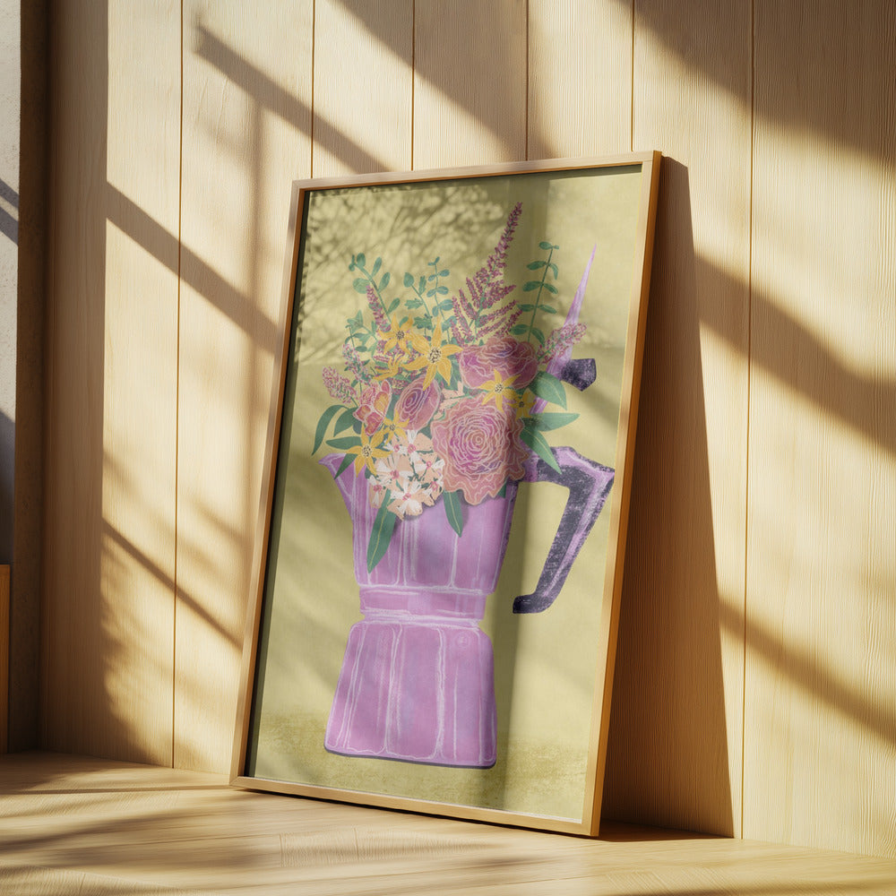 Espressomaskin med blommor | Poster