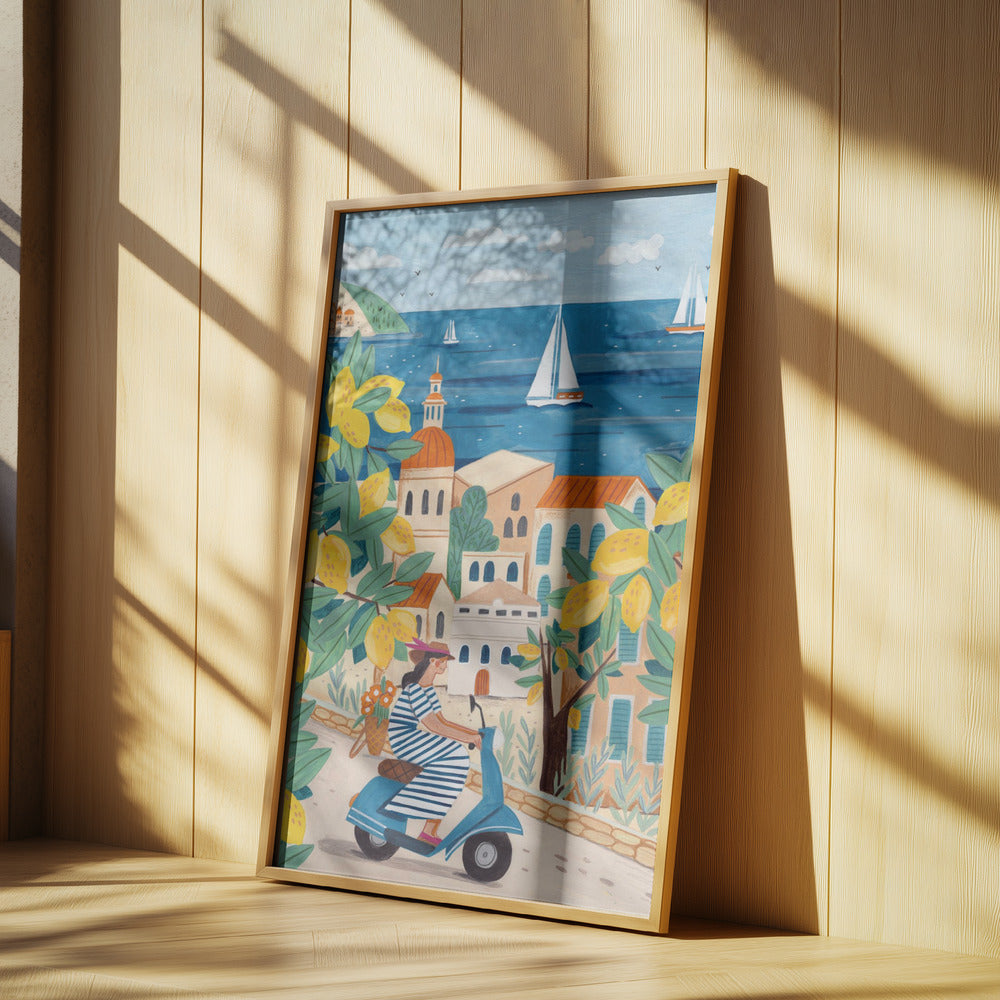 Reseposter kvinna på Amalfikusten, Italien | Poster