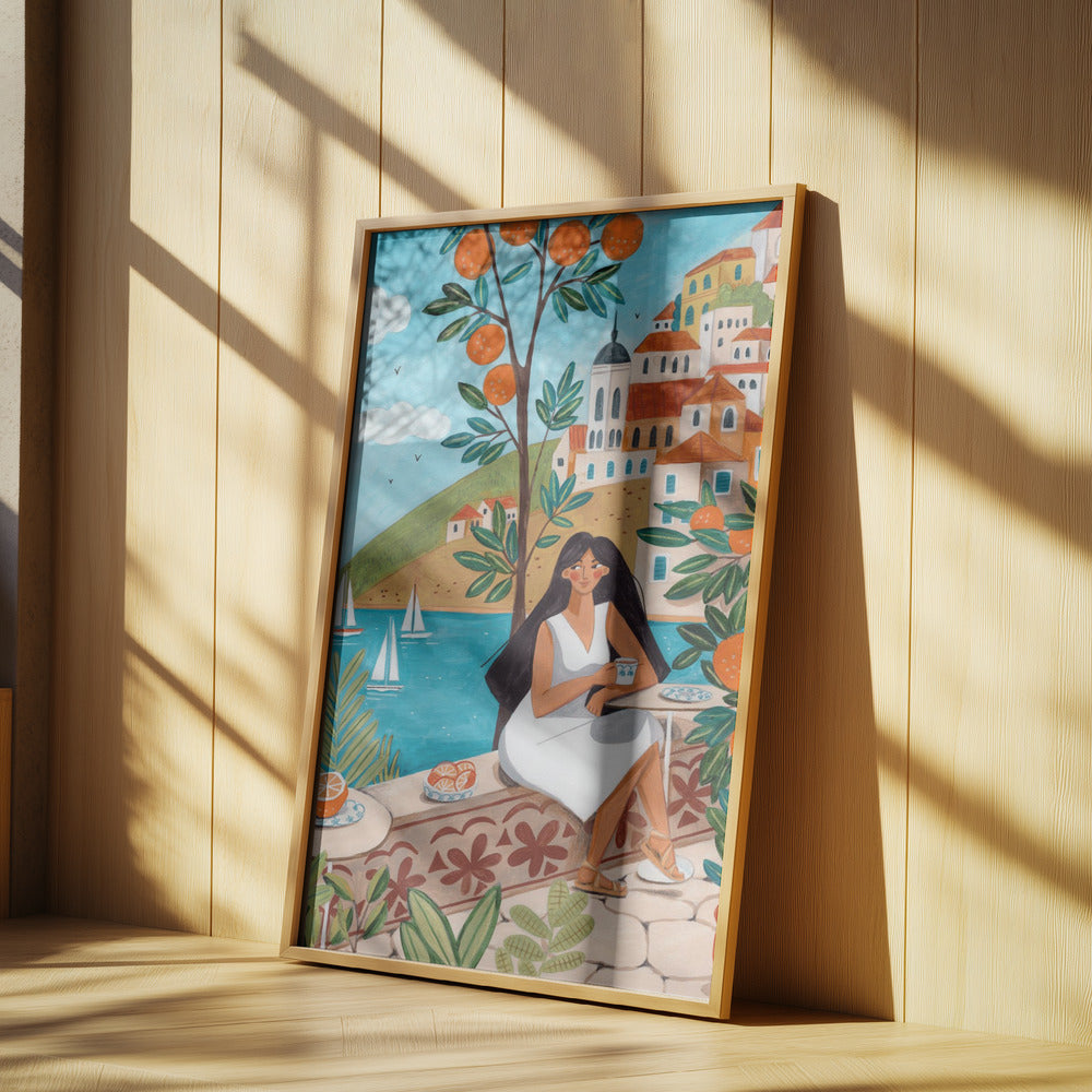 Travel poster woman in Mediterranean coast | Poster
