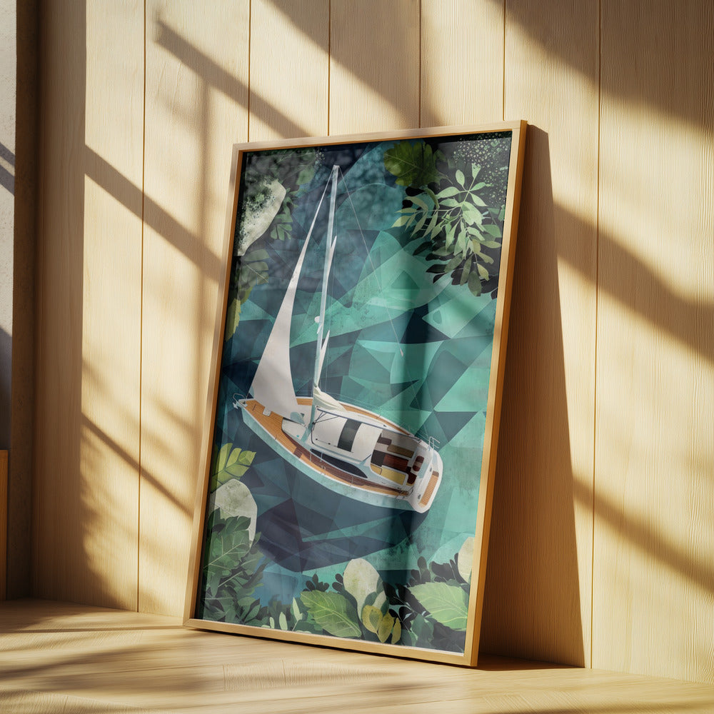 Vacation Yachting Watercolor Digital Painting (2) | Poster