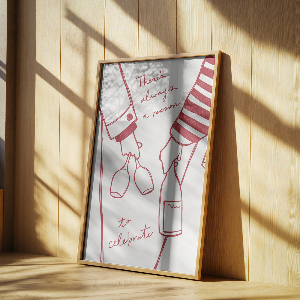 Kvinna som håller vinflaska och vinglas (Rött) - Wine Vin Rouge Femme | Poster