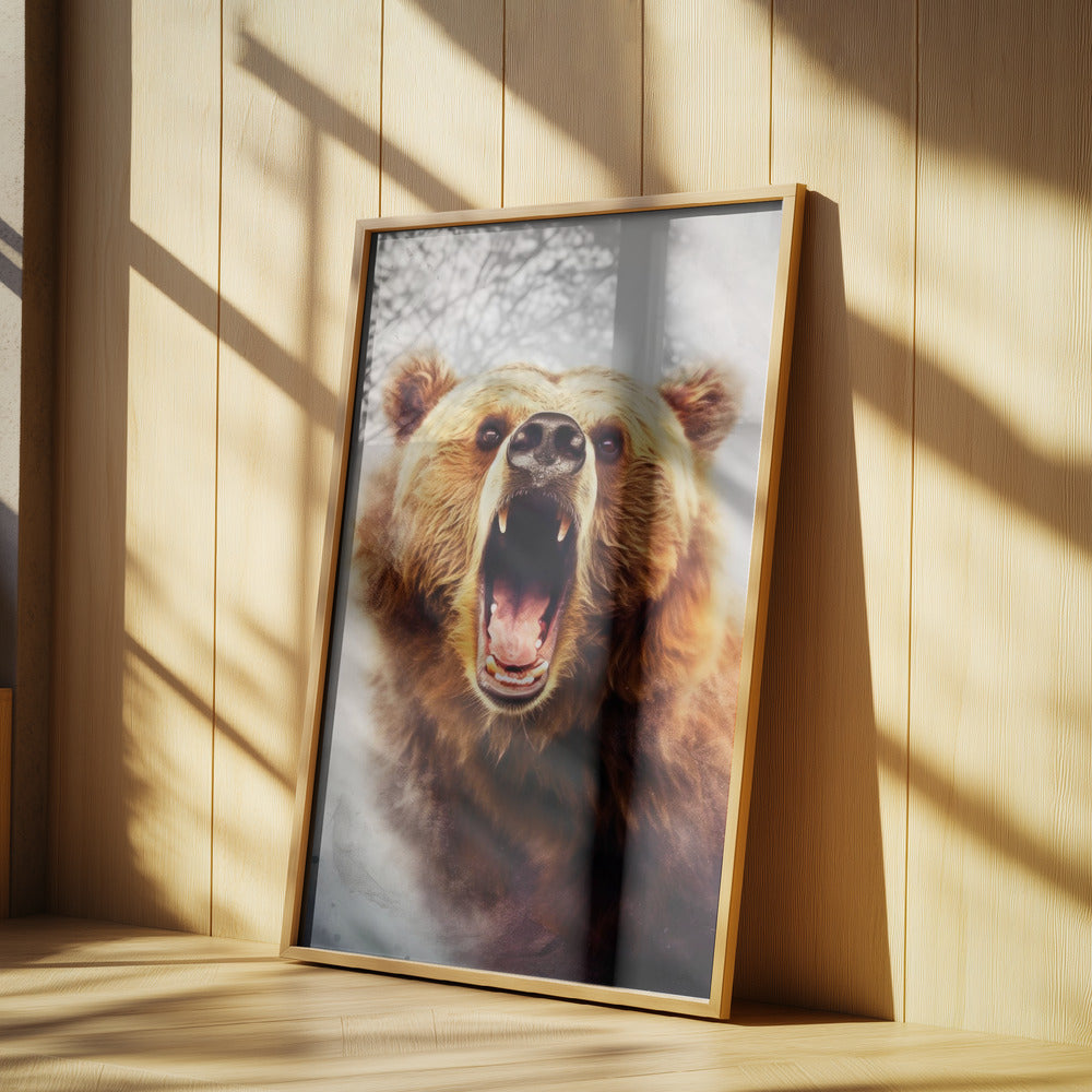 Akvarell djurkonst med björnbrun björn | Poster