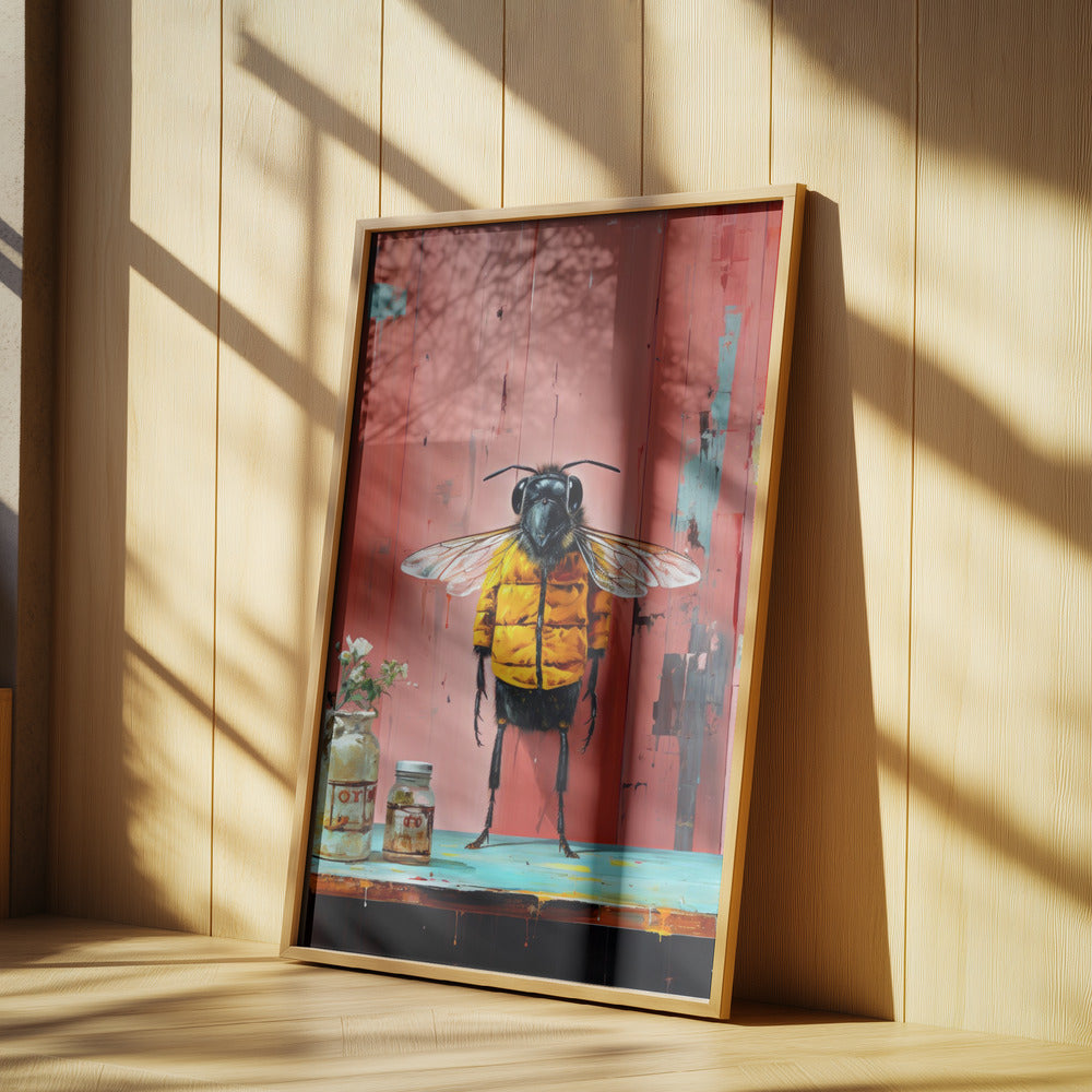 Akvarell djurkonst med bi i köket | Poster