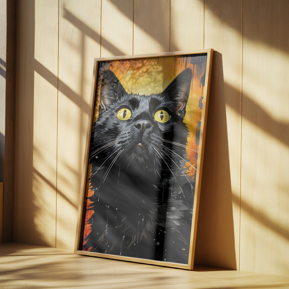 Svart katt Adam akvarell djurkonst | Poster