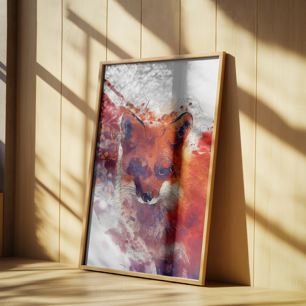 Djurröd räv akvarell djurkonst | Poster