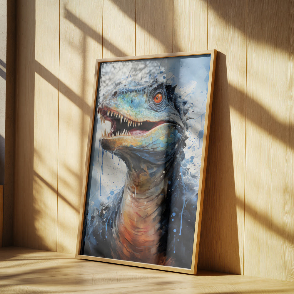Rebbachisaurus dinosaurie akvarell djurkonst poster |