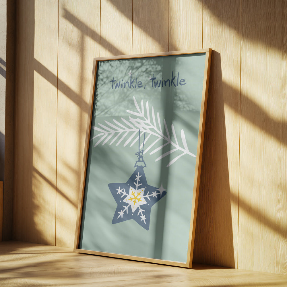 Glad glittrande julstjärna i mintgrönt | Poster