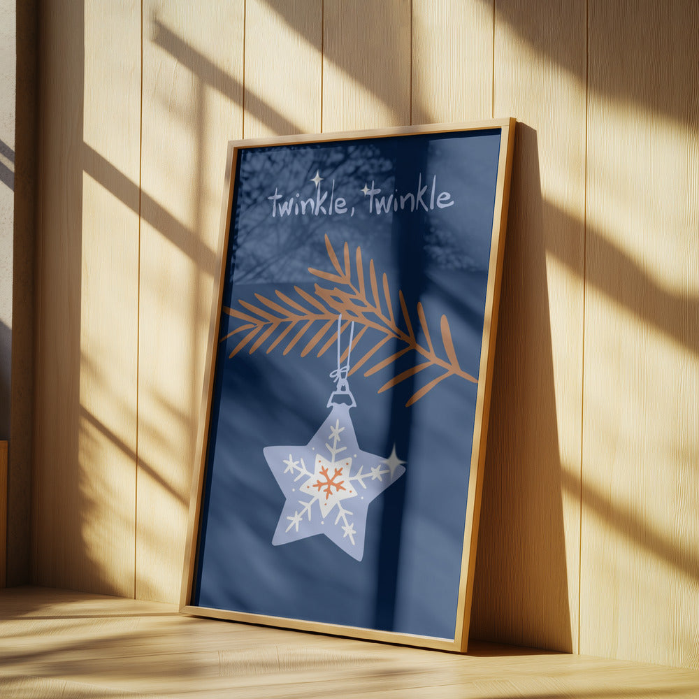 Glad glittrande julstjärna blå | Poster