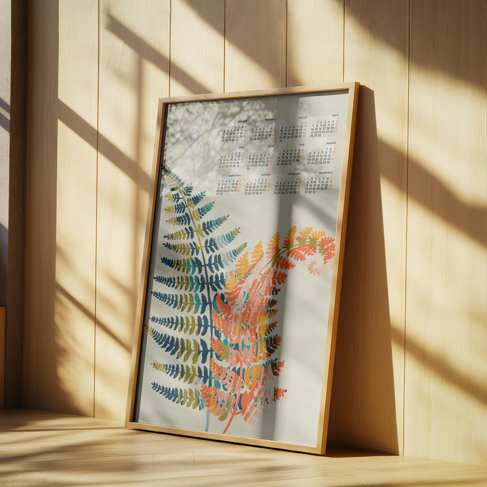 Calendar 2025 colorful fern leaves | Poster