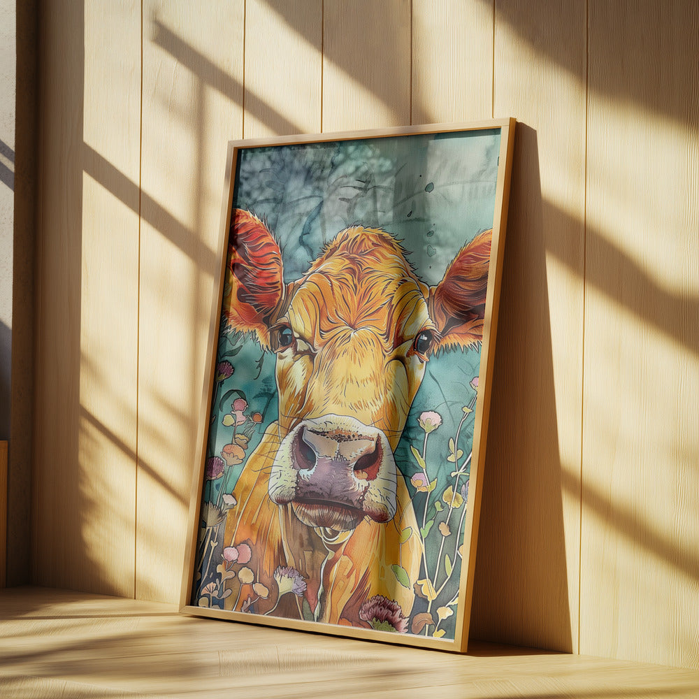 Akvarell djurkonst med ko 4 | Poster