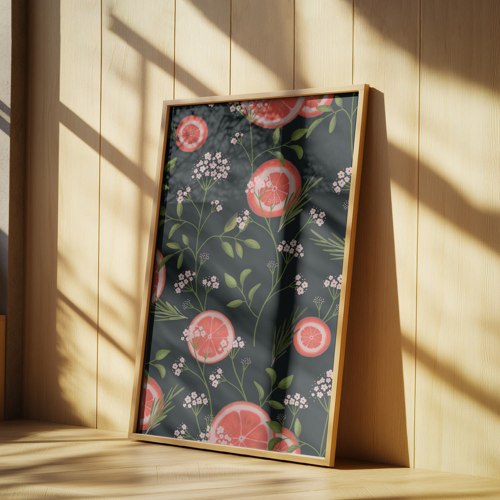 Fläderblommor och apelsiner svarta 2 | Poster