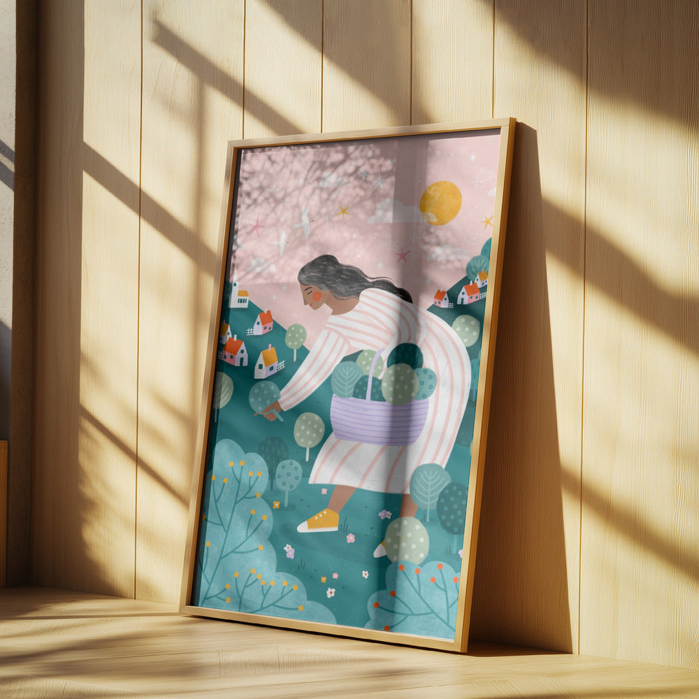 En kvinna som plockar träd | Poster