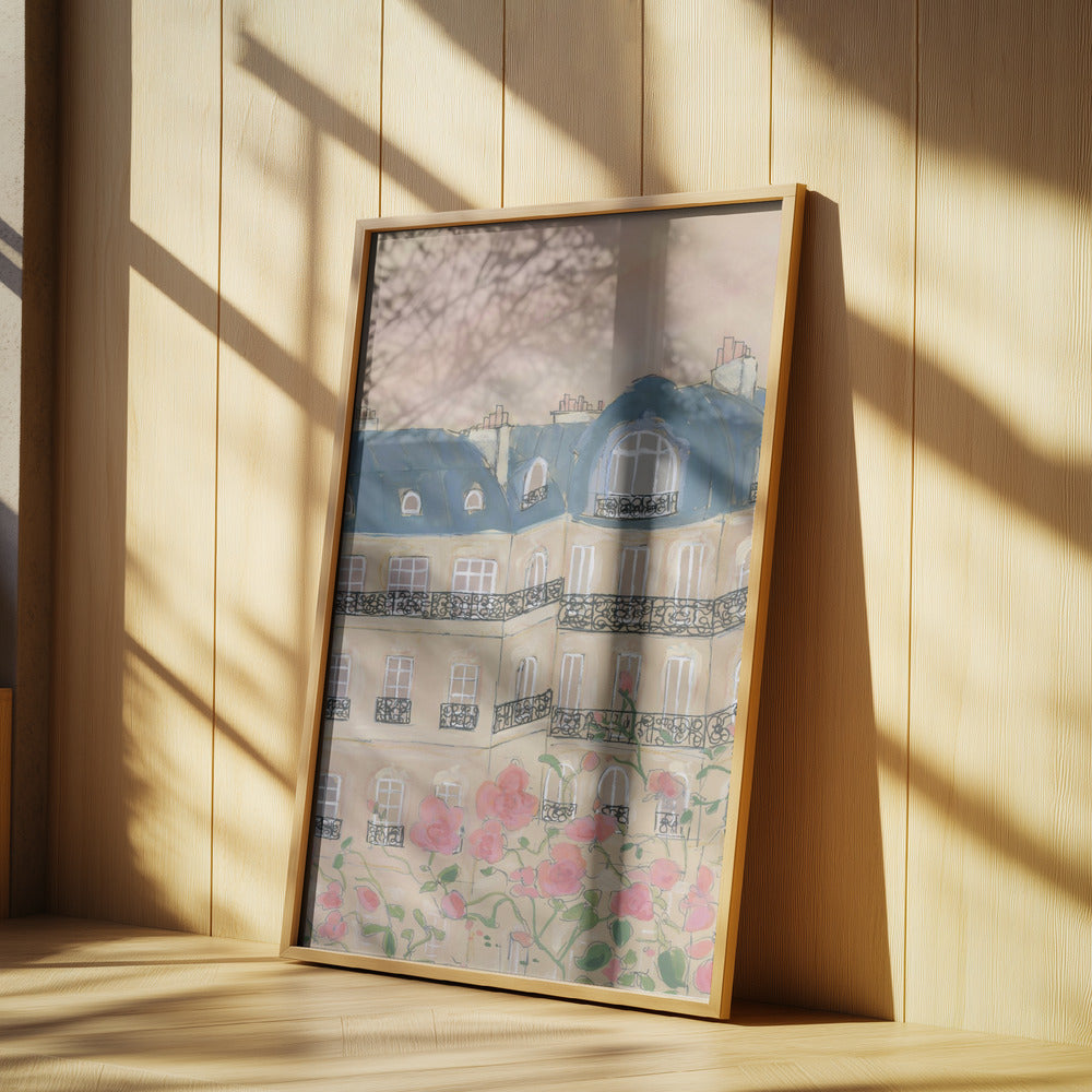 Solnedgång över Paris byggnader | Poster