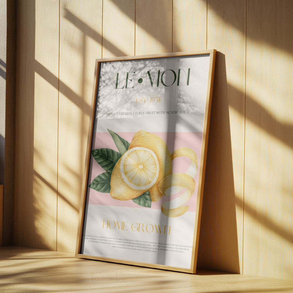 Skivad citron med löv i vintagestil | Poster