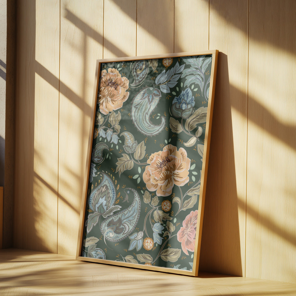 Floral Heritage paisley golden forest pattern | Poster