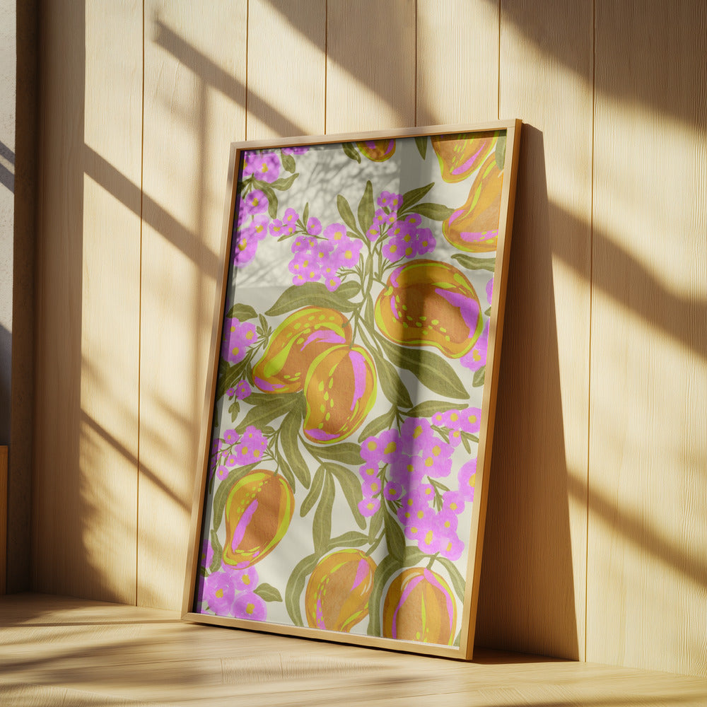 Tropiskt tema med frodiga mango och blommor | Poster