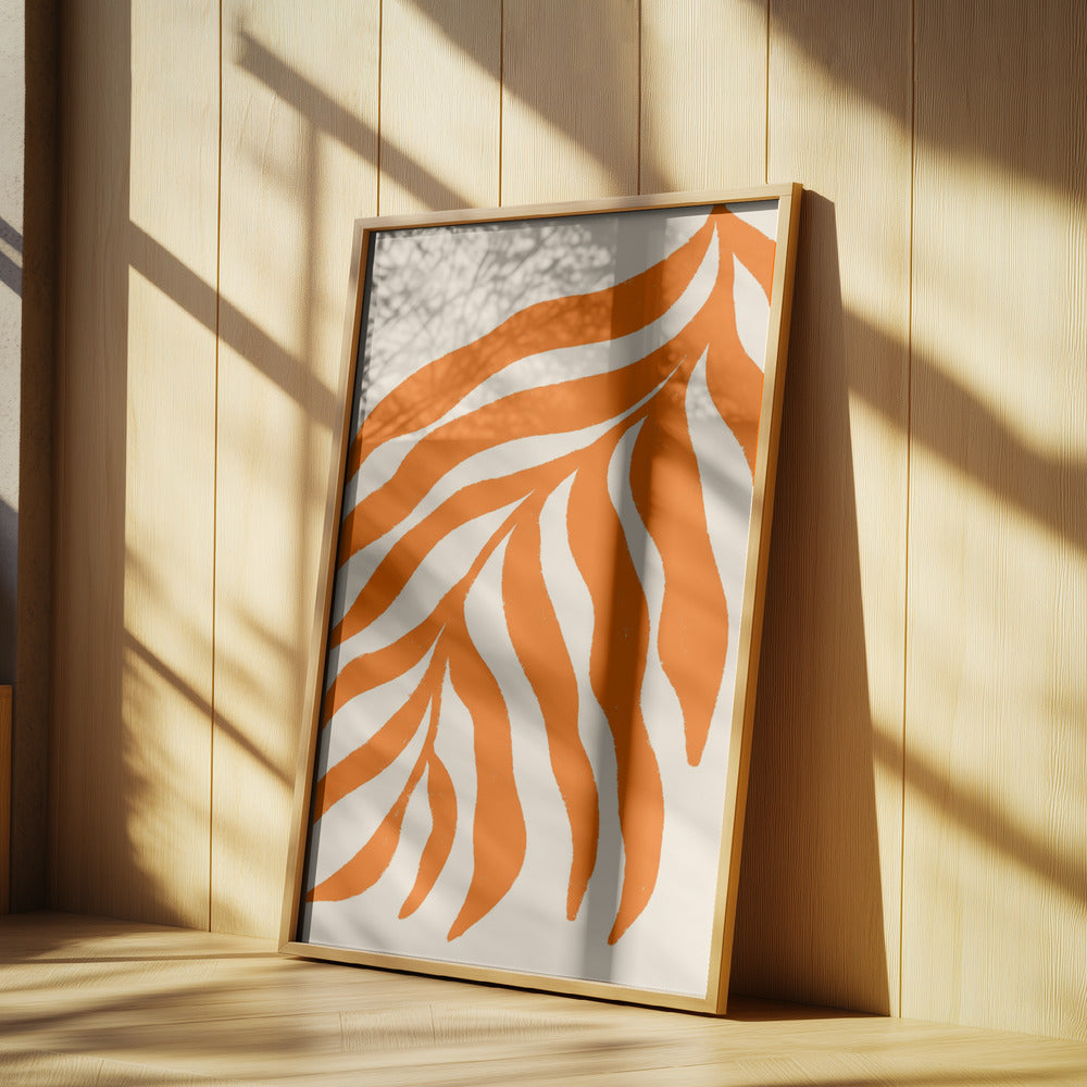 Orange Silhouette Textured Branch | Poster