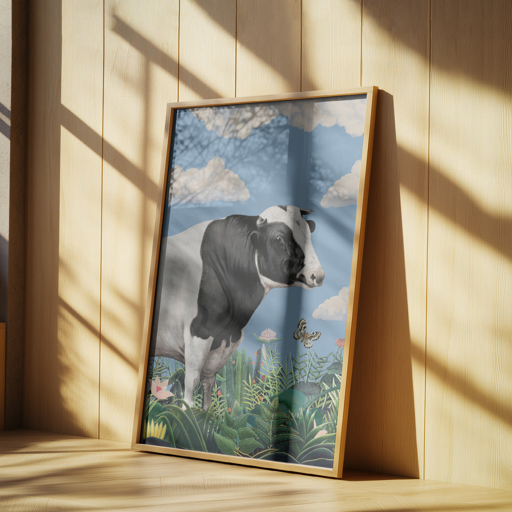 Färgglada porträtt av glada kor (inklusive fjäril) | Poster