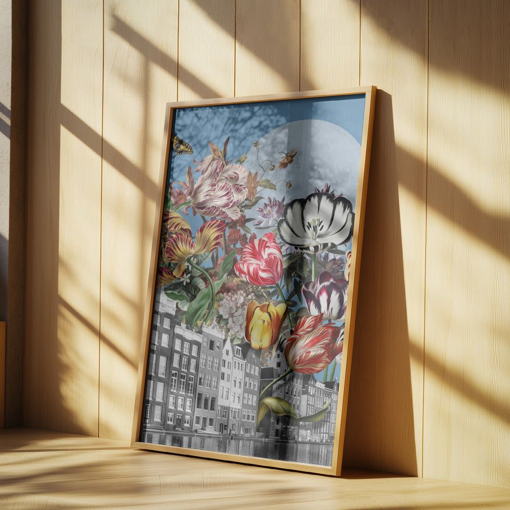 Livfulla tulpaner och invecklade fjärilar | Poster