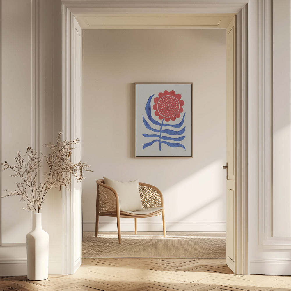 Röd blomma / Linoleumtryck | Poster