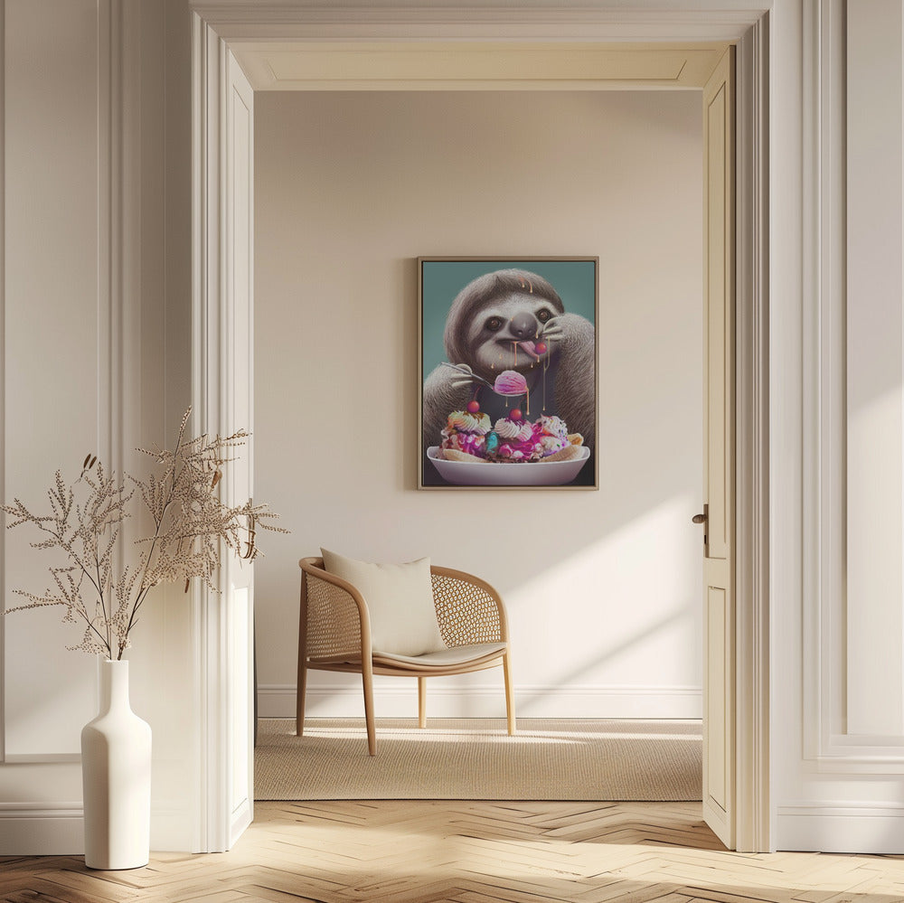 SLOTH ENJOYING ICE CREAM | Poster