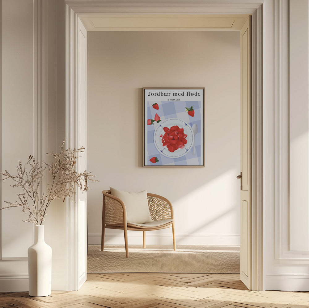 Jordgubb med grädde - Danmark | Poster