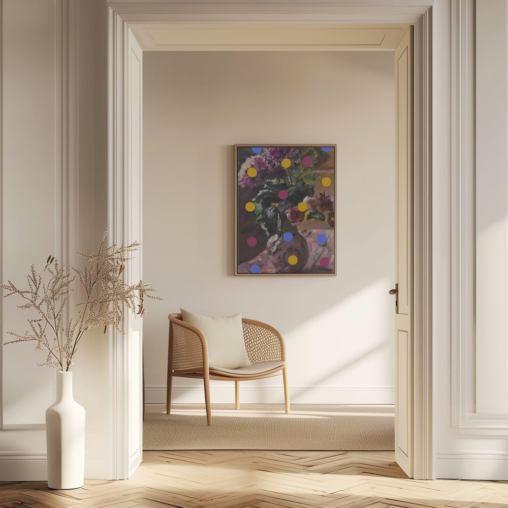 Klassisk vas med blommor och prickar | Poster