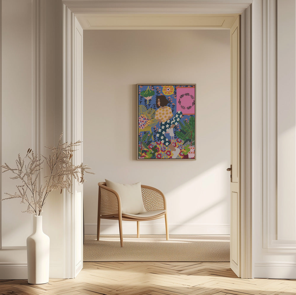 Blommig reträttflicka | Poster