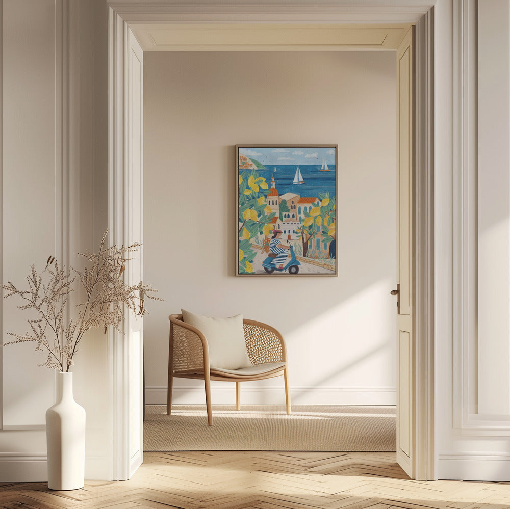 Reseposter kvinna på Amalfikusten, Italien | Poster