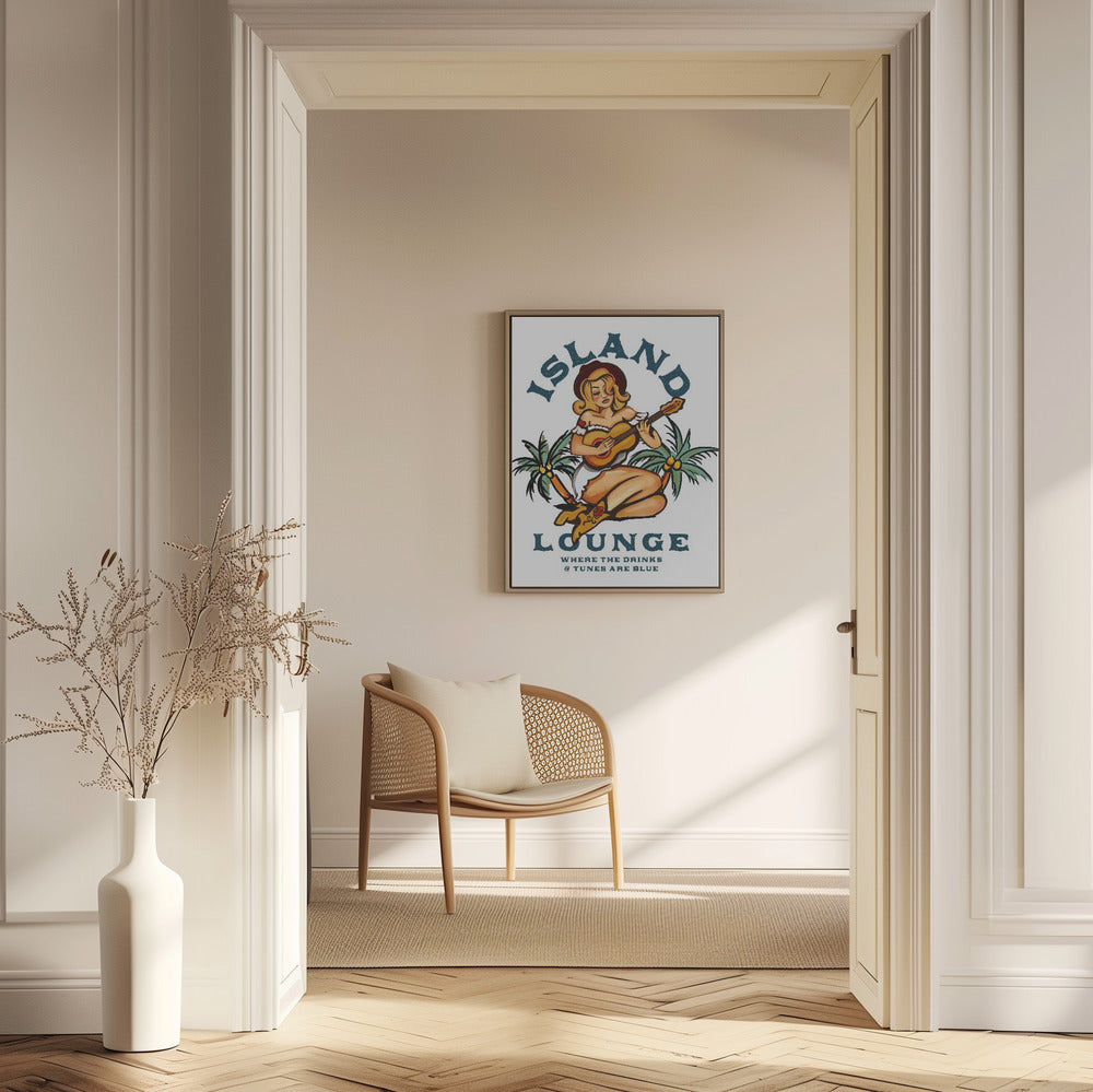 Island Lounge Tropisk pinuppa som spelar gitarr | Poster