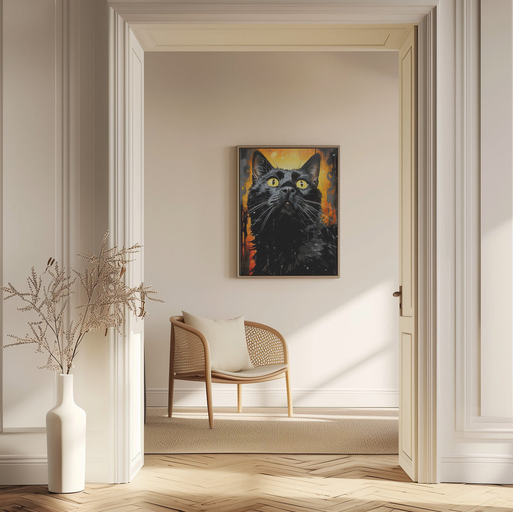 Svart katt Adam akvarell djurkonst | Poster