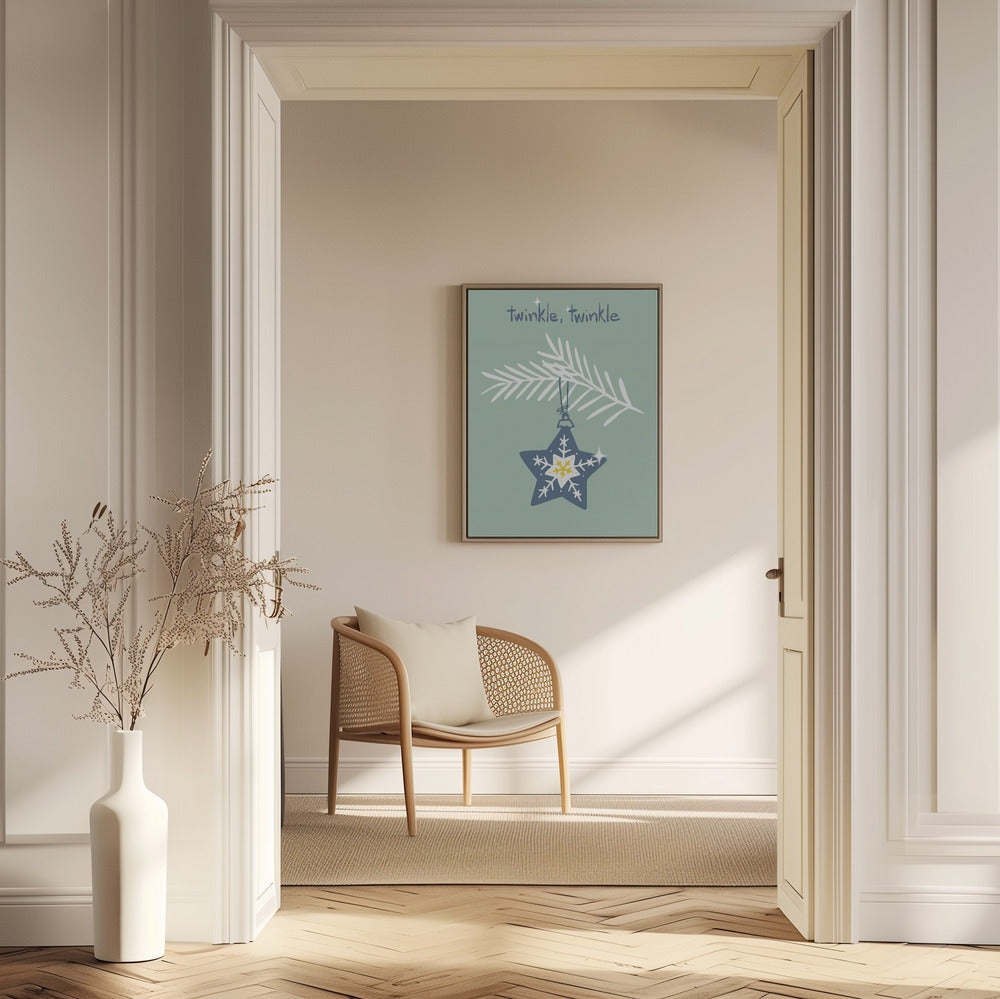 Glad glittrande julstjärna i mintgrönt | Poster