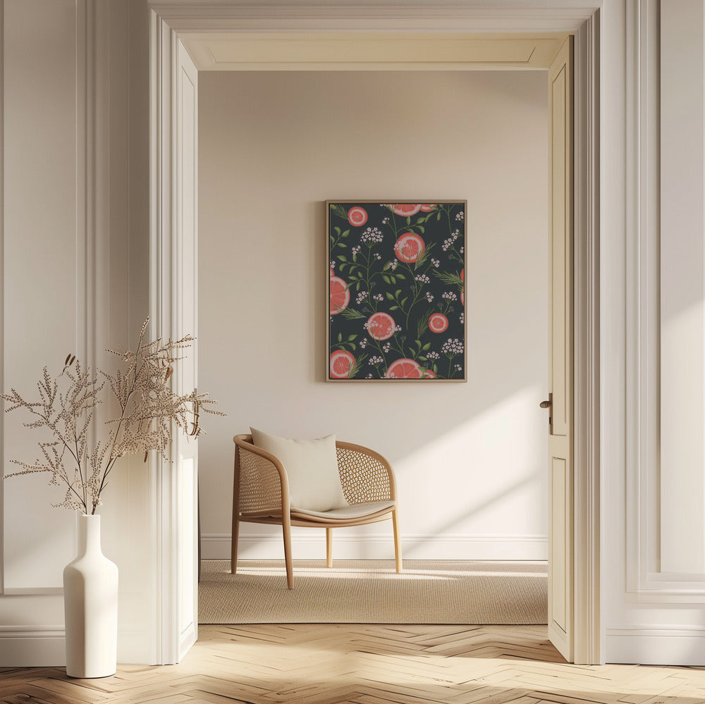 Fläderblommor och apelsiner svarta 2 | Poster